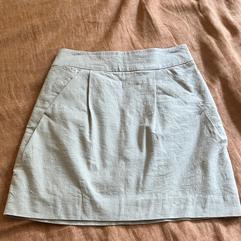 BCBGeneration Linen Light Gray Blue Mini Skirt